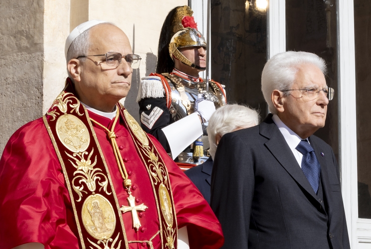 Il Presidente della Repubblica Sergio Mattarella con Sua Santità Leone XIV