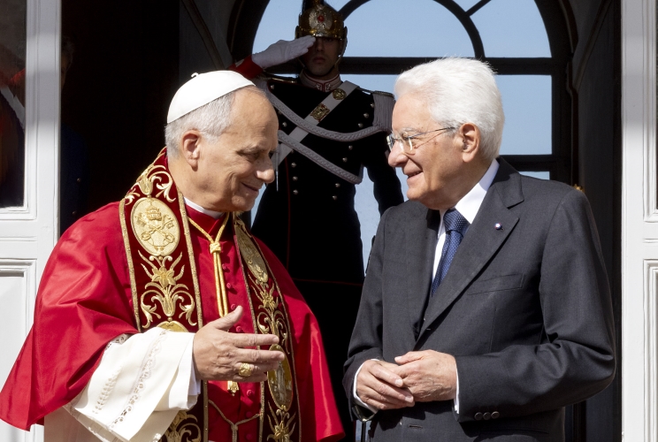 Il Presidente Sergio Mattarella e Sua Santità Leone XIV al termine della visita ufficiale