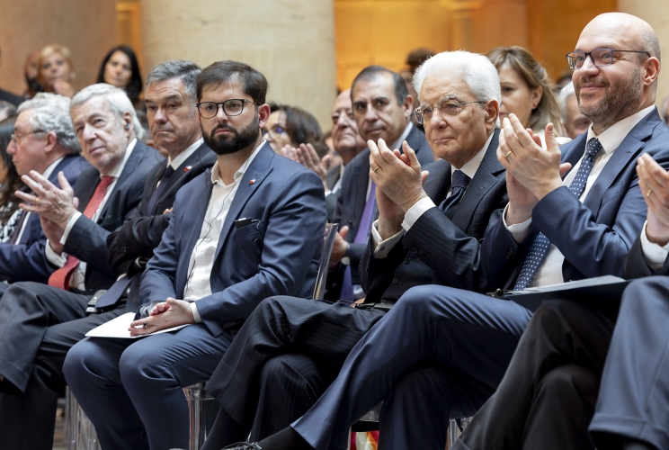 Il Presidente Sergio Mattarella con Gabriel Boric Font, Presidente della Repubblica del Cile, in occasione delSeminario di studio dedicato alla figura di Bernardo Leighton, promosso dall’Ambasciata del Cile in Italia in collaborazione con la Fondazione Occorsio