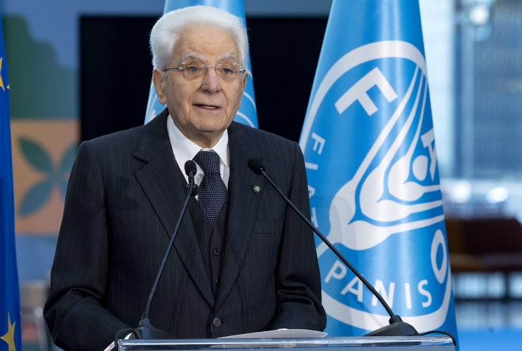Il Presidente Sergio Mattarella rivolge il suo indirizzo di saluto in occasione dell'intervento alla cerimonia di inaugurazione del Museo e Rete per l'Alimentazione e l'Agricoltura (MuNe) nella ricorrenza degli 80 anni della FAO
