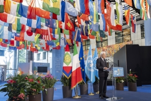 Il Presidente Sergio Mattarella rivolge il suo indirizzo di saluto in occasione dell'intervento alla cerimonia di inaugurazione del Museo e Rete per l'Alimentazione e l'Agricoltura (MuNe) nella ricorrenza degli 80 anni della FAO
