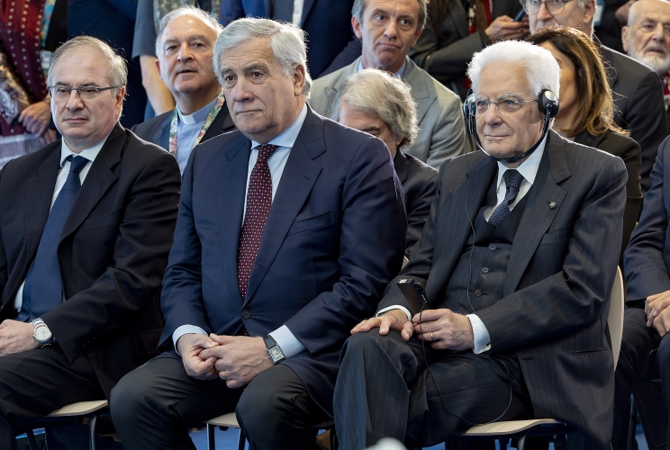 Il Presidente Sergio Mattarella con Antonio Tajani, Vice Presidente del Consiglio dei Ministri, Ministro degli Affari esteri, in occasione della cerimonia di inaugurazione del Museo e Rete per l'Alimentazione e l'Agricoltura (MuNe) nella ricorrenza degli 80 anni della FAO