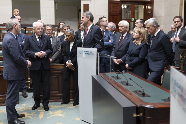 Il Presidente della Repubblica Sergio Mattarella a Palazzo della Nazione, sede del Parlamento Federale, incontra alcuni membri del Senato e della Camera dei Rappresentanti 
