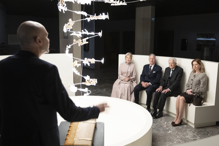 Il Presidente della Repubblica Sergio Mattarella e la Sig.ra Laura con Sua Maestà il Re dei Belgi Filippo e Sua Maestà la Regina Mathilde, alla Biblioteca Reale