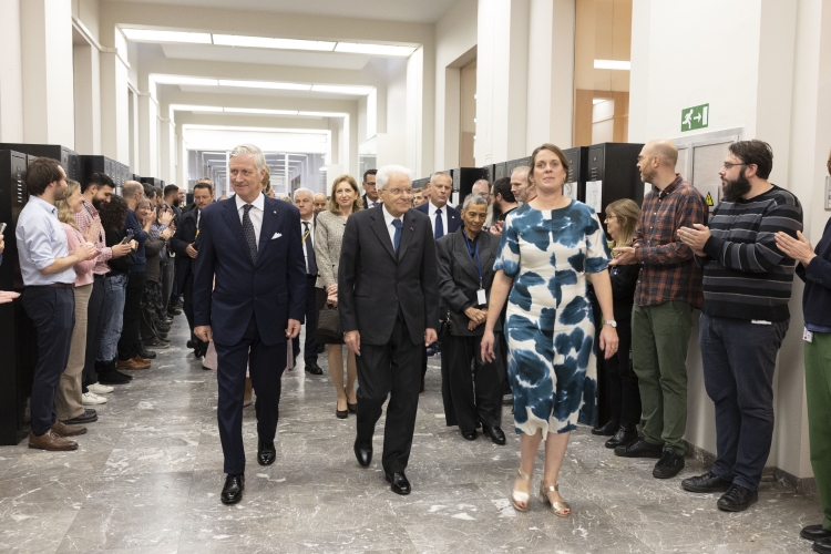 Il Presidente della Repubblica Sergio Mattarella e la Sig.ra Laura con Sua Maestà il Re dei Belgi Filippo e Sua Maestà la Regina Mathilde, alla Biblioteca Reale