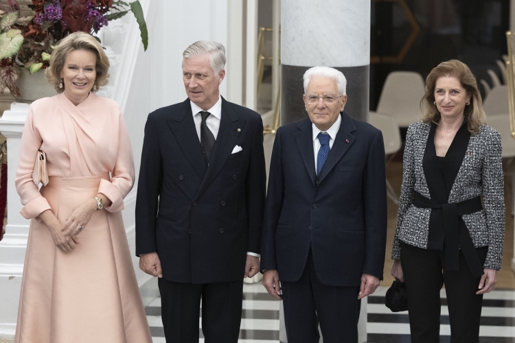 Il Presidente della Repubblica Sergio Mattarella e la Sig.ra Laura al Teatro La Monnaie con Sua Maestà il Re dei Belgi Filippo e Sua Maestà la Regina Mathilde