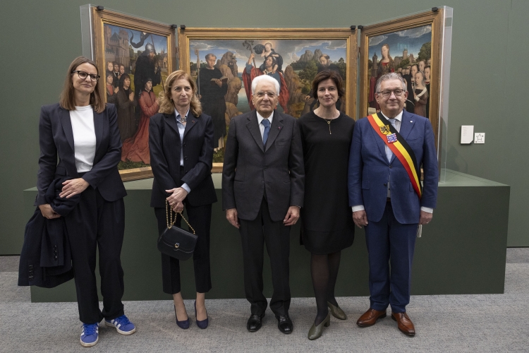 Il Presidente della Repubblica Sergio Mattarella con il Sindaco di Bruges visita la città
