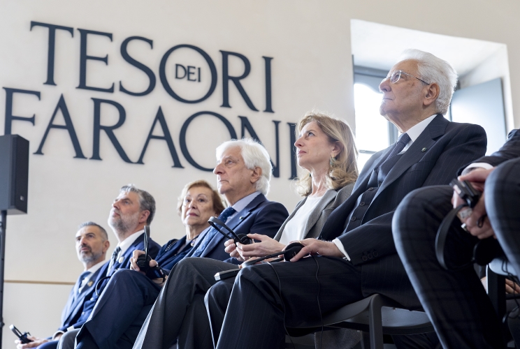 Il Presidente Sergio Mattarella in occasione dell'intervento all’inaugurazione della mostra dal titolo: “Tesori dei Faraoni”