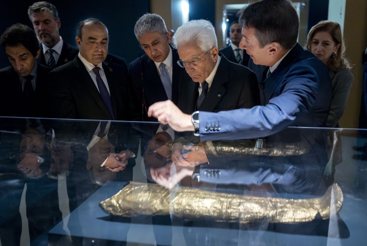 Il Presidente Sergio Mattarella in occasione dell'intervento all’inaugurazione della mostra dal titolo: “Tesori dei Faraoni”
