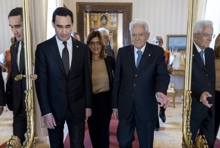 Il Presidente Sergio Mattarella con Serdar Berdimuhamedov, Presidente delTurkmenistan