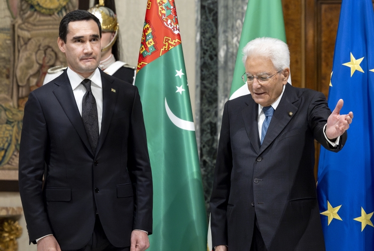 Il Presidente Sergio Mattarella con Serdar Berdimuhamedov, Presidente delTurkmenistan