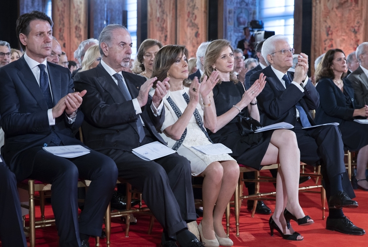 Il Presidente Sergio Mattarella, la Sig.ra Laura, 