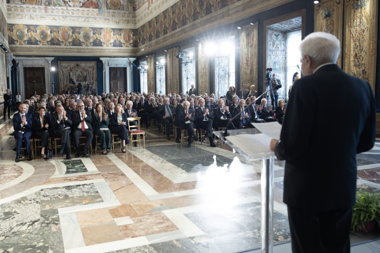 Il Presidente della Repubblica Sergio Mattarella in occasione della cerimonia di celebrazione de “I Giorni della Ricerca”
