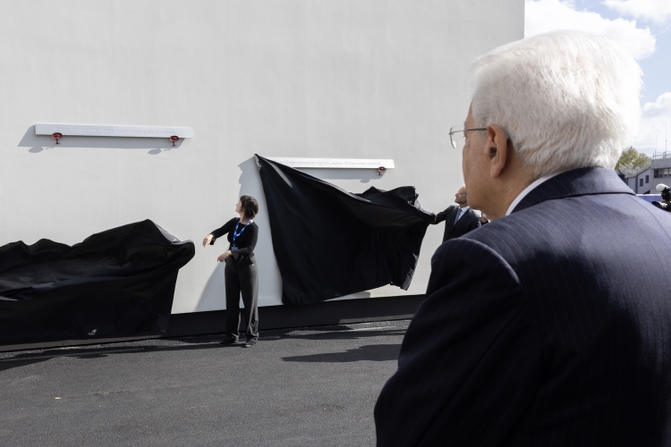 Il Presidente della Repubblica Sergio Mattarella in occasione della cerimonia in occasione del 65° anniversario dell’Aeroporto “Leonardo Da Vinci” di Roma Fiumicino 
