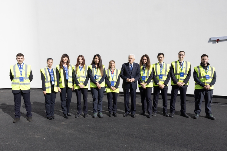 Il Presidente della Repubblica Sergio Mattarella in occasione della cerimonia in occasione del 65° anniversario dell’Aeroporto “Leonardo Da Vinci” di Roma Fiumicino 
