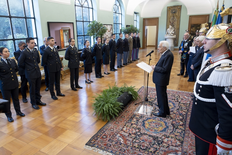 Il Presidente Sergio Mattarella nel corso dell'incontro con gli Allievi degli Istituti di Formazione Militare, in occasione del Giorno dell’Unità Nazionale e della Giornata delle Forze Armate