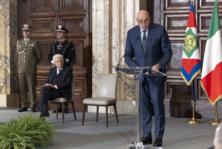 Il Ministro della difesa Guido Crosetto, in occasione della cerimonia di consegna delle insegne dell’Ordine Militare d’Italia, nel Giorno dell’Unità Nazionale e della Giornata delle Forze Armate