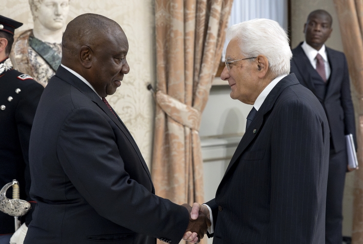 Il Presidente Sergio Mattarella accoglie Matamela Cyril Ramaphosa, Presidente della Repubblica del Sudafrica