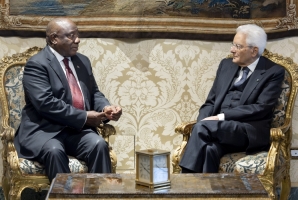 Il Presidente Sergio Mattarella nel corso dei colloqui con Matamela Cyril Ramaphosa, Presidente della Repubblica del Sudafrica