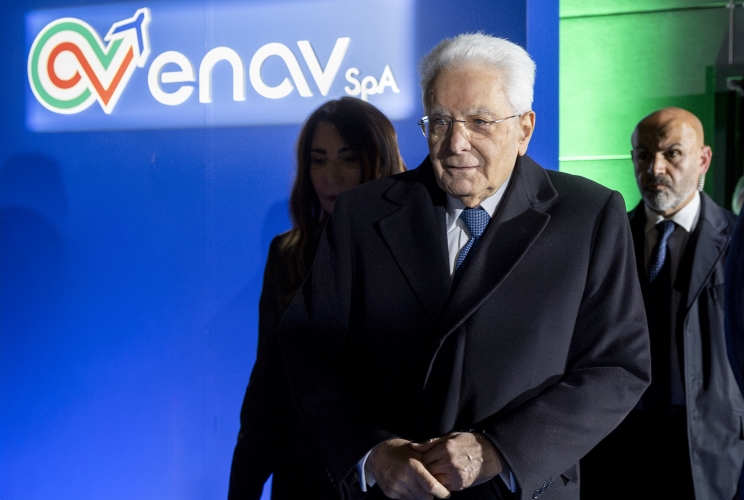 Il Presidente Sergio Mattarella lascia il Centro Radar A.C.C. (Area Control Center) di ENAV