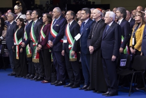 Il Presidente della Repubblica Sergio Mattarella alla cerimonia di apertura della 42^ Assemblea annuale ANCI – Associazione Nazionale Comuni Italiani – dal titolo “Insieme per il bene comune”