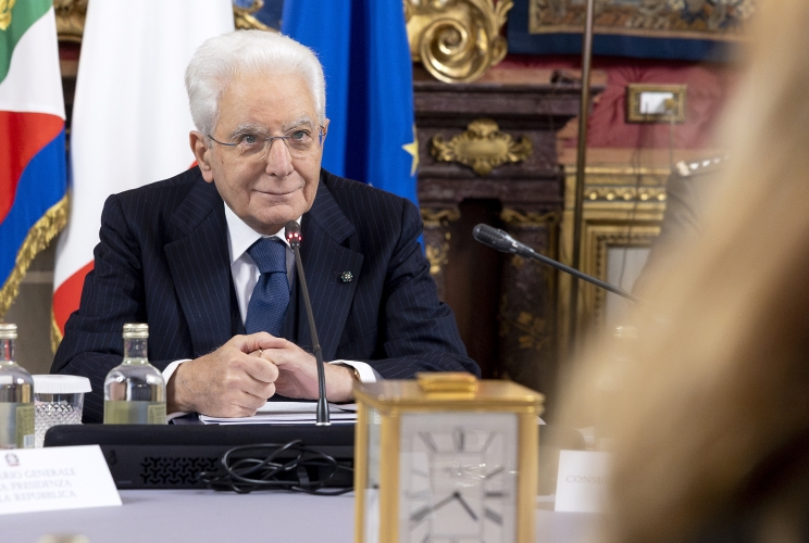 Il Presidente Sergio Mattarella in occasione della riunione del Consiglio Supremo di Difesa