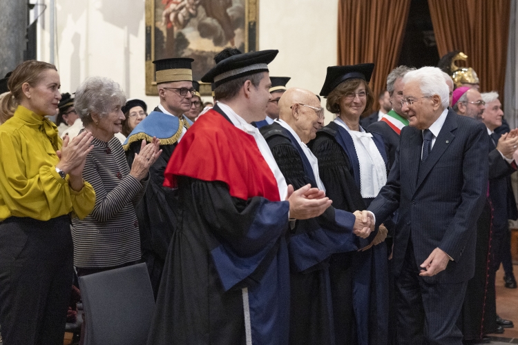 Il Presidente della Repubblica Sergio Mattarella in occasione dell'inaugurazione dell’Anno Accademico 2025/2026 della Scuola IMT Alti Studi di Lucca e cerimonia di conferimento del dottorato di ricerca Honoris Causa al Prof. Sabino Cassese
