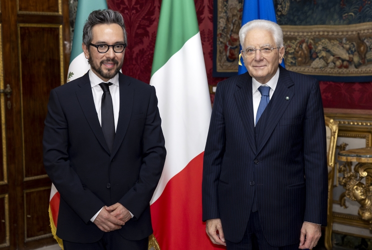 Il Presidente Sergio Mattarella con S.E. Genaro Fausto Lozano Valencia, nuovo Ambasciatore degli Stati Uniti Messicani, in occasione della Presentazione delle Lettere credenziali