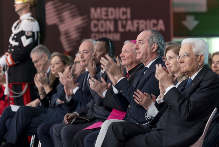 Il Presidente della Repubblica Sergio Mattarella in occasione dell'intervento all’Annual Meeting dei Medici con l’Africa CUAMM nel 75° dalla fondazione del Collegio Universitario Aspiranti e Medici Missionari (CUAMM)