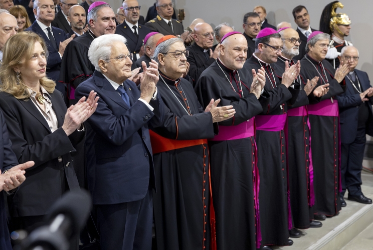 Il Presidente della Repubblica Sergio Mattarella in occasione dell'intervento all’inaugurazione dell’anno accademico della Pontificia Facoltà Teologica dell'Italia Meridionale