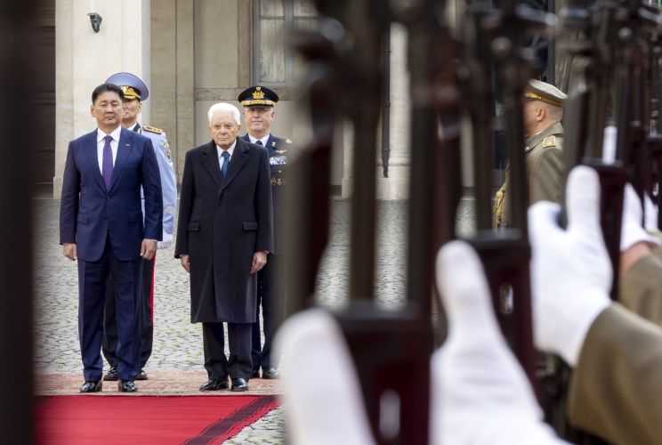 Il Presidente Sergio Mattarella con Khurelsukh Ukhnaa, Presidente della Mongolia, in visita ufficiale
