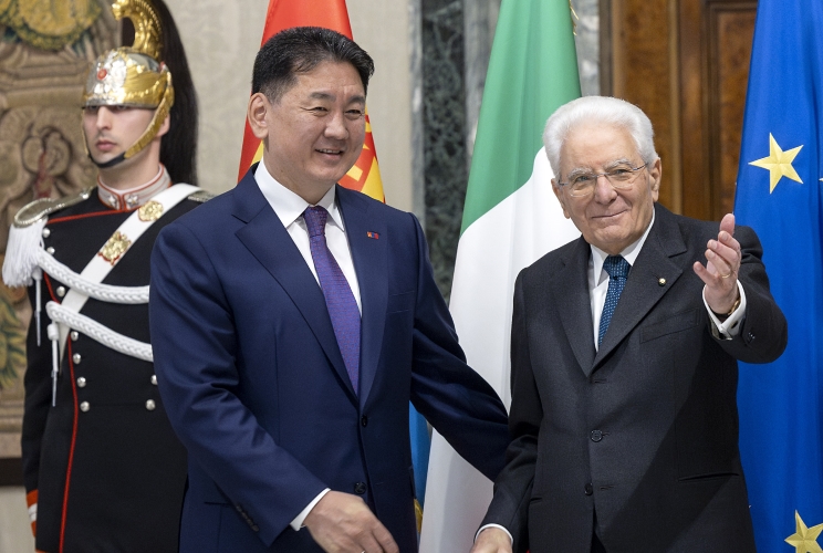 Il Presidente Sergio Mattarella con Khurelsukh Ukhnaa, Presidente della Mongolia, in visita ufficiale