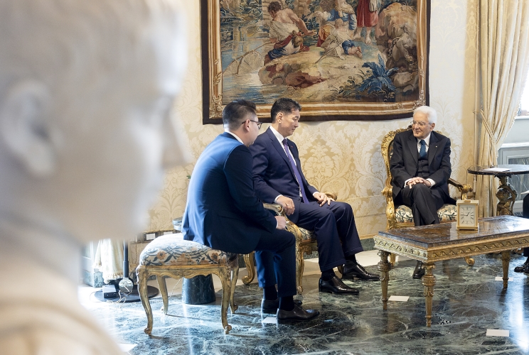Il Presidente Sergio Mattarella con Khurelsukh Ukhnaa, Presidente della Mongolia, in visita ufficiale