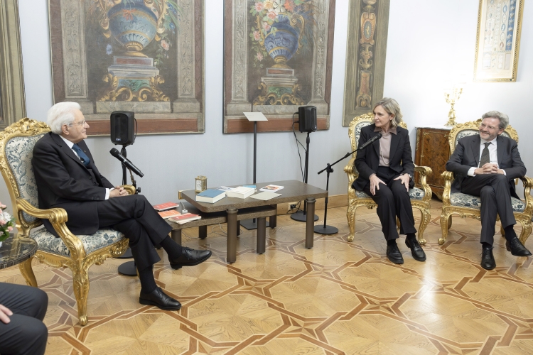 Il Presidente della Repubblica Sergio Mattarella incontra una delegazione della Morcelliana, guidata dalla Presidente, Francesca Bazoli, in occasione dei cento anni della fondazione della casa editrice 
