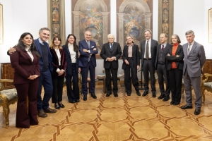 Il Presidente della Repubblica Sergio Mattarella incontra una delegazione della Morcelliana, guidata dalla Presidente, Francesca Bazoli, in occasione dei cento anni della fondazione della casa editrice 
