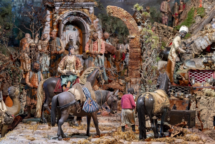 Dettaglio del Presepe della Reggia di Caserta, esposto nella Sala del Mappamondo