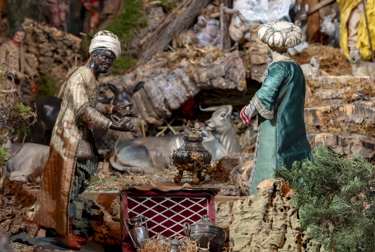 Dettaglio del Presepe della Reggia di Caserta, esposto nella Sala del Mappamondo