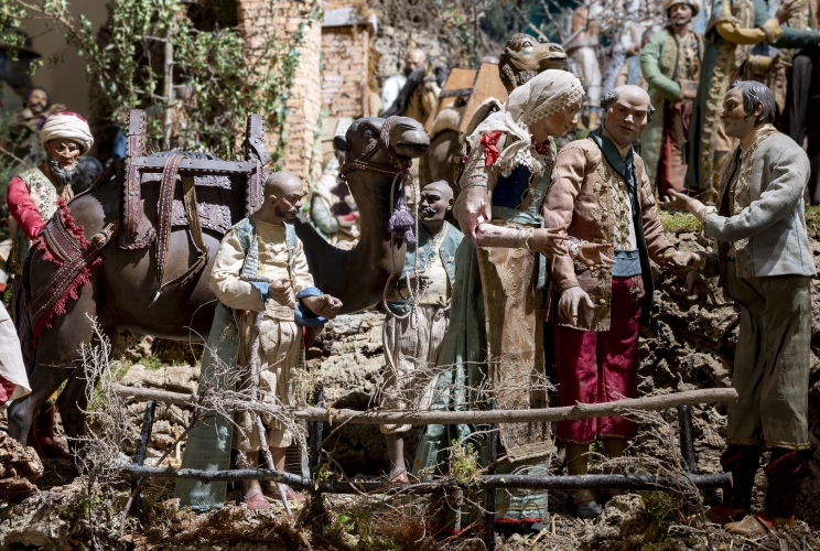 Dettaglio del Presepe della Reggia di Caserta, esposto nella Sala del Mappamondo