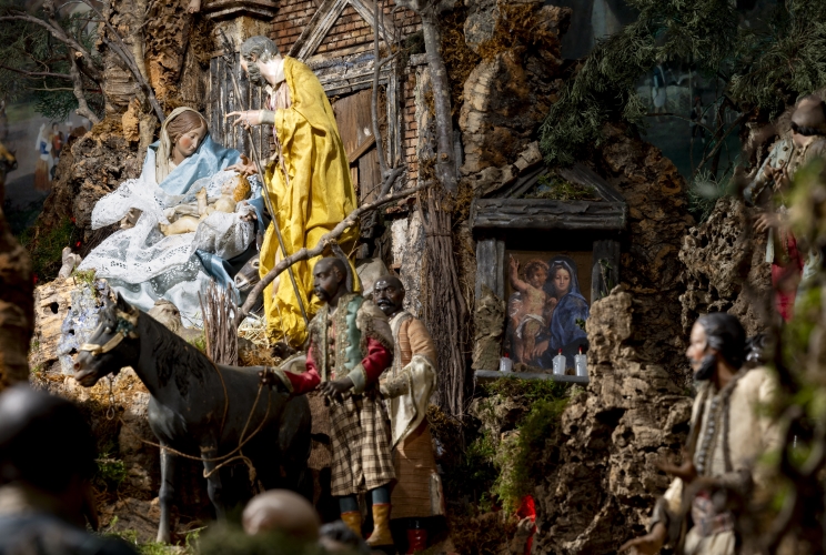 Dettaglio del Presepe della Reggia di Caserta, esposto nella Sala del Mappamondo