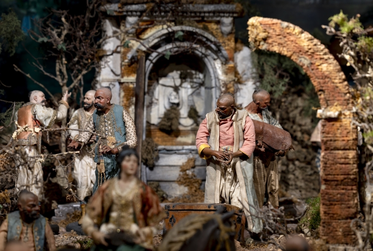 Dettaglio del Presepe della Reggia di Caserta, esposto nella Sala del Mappamondo