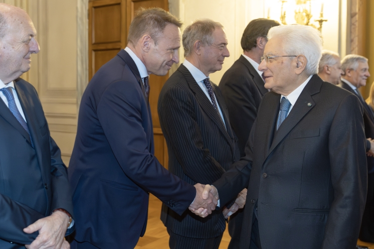 Il Presidente della Repubblica Sergio Mattarella con Francesco Lollobrigida Ministro dell’Agricoltura, della Sovranità Alimentare e delle Foreste, e con Gilberto Pichetto Fratin Ministro dell’Ambiente e della Sicurezza energetica
