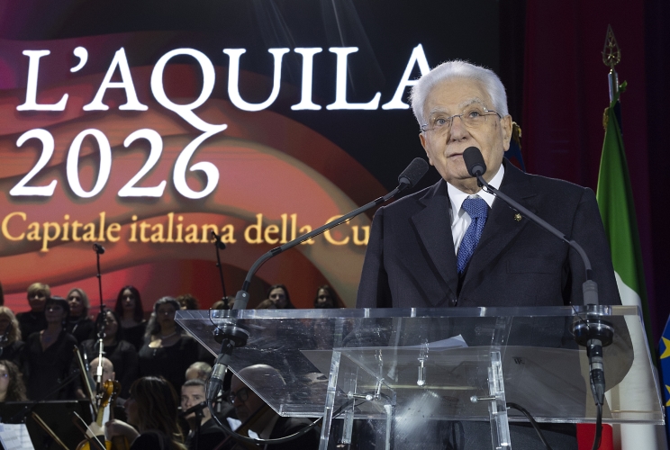 Il Presidente della Repubblica Sergio Mattarella alla cerimonia d’inaugurazione di L’Aquila capitale italiana della cultura 2026