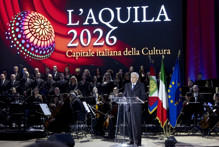 Il Presidente della Repubblica Sergio Mattarella alla cerimonia d’inaugurazione di L’Aquila capitale italiana della cultura 2026