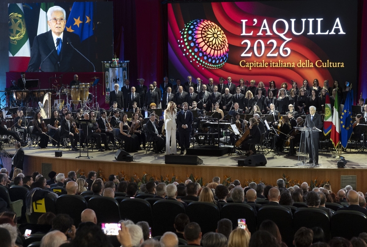 Il Presidente della Repubblica Sergio Mattarella alla cerimonia d’inaugurazione di L’Aquila capitale italiana della cultura 2026