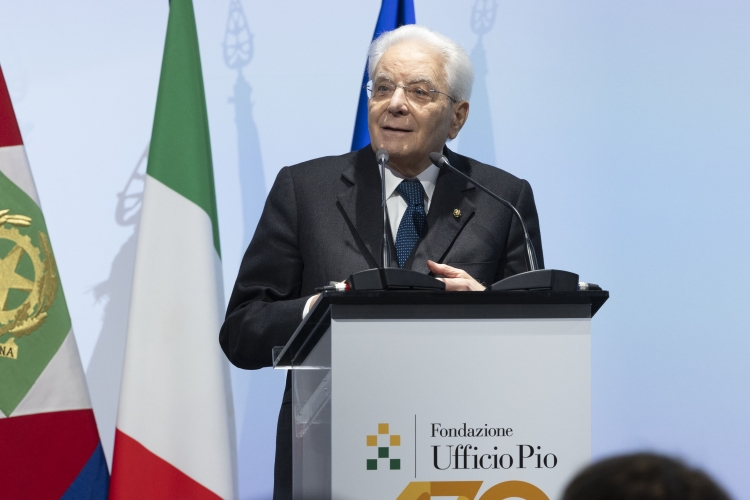Il Presidente della Repubblica Sergio Mattarella in occasione della cerimonia per il 430° anniversario della Fondazione Ufficio Pio e della Compagnia di San Paolo 
