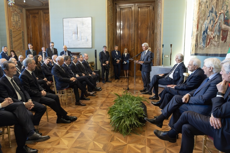 Il Presidente Sergio Mattarella incontra Presidente e Amministratore Delegato della Fondazione Milano-Cortina 2026, unitamente al Consiglio di amministrazione e ai soci fondatori della Fondazione 

