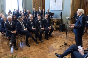 Il Presidente Sergio Mattarella incontra Presidente e Amministratore Delegato della Fondazione Milano-Cortina 2026, unitamente al Consiglio di amministrazione e ai soci fondatori della Fondazione 
