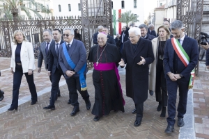 Il Presidente della Repubblica Sergio Mattarella e la Sig.ra Laura in occasione del convegno dal titolo "Mediterraneo: Mare di Pace?" 