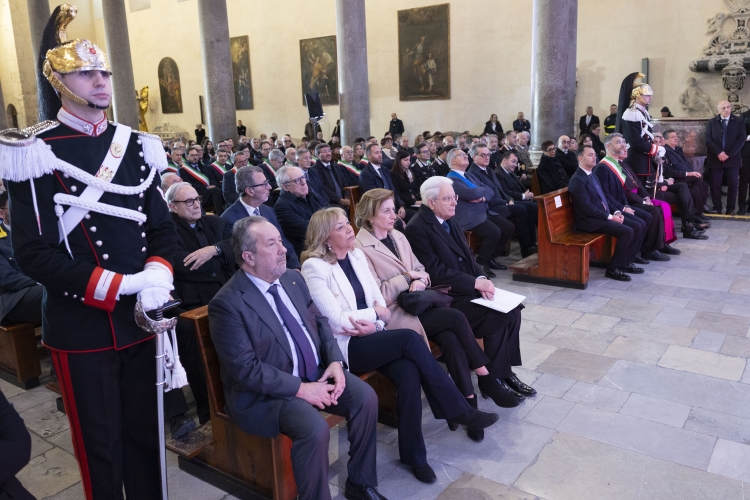 Il Presidente della Repubblica Sergio Mattarella e la Sig.ra Laura in occasione del convegno dal titolo "Mediterraneo: Mare di Pace?" 
