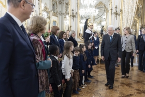 Il Presidente della Repubblica Sergio Mattarella in occasione della cerimonia di premiazione dei vincitori del concorso nazionale dal titolo: “I giovani ricordano la Shoah” 
